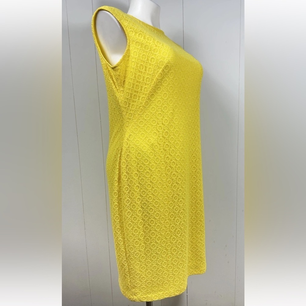 NWT Black Label By Evan-Picone Women's Sz 16 Yellow Sleeveless Lace A-Line Dress - Picture 3 of 10